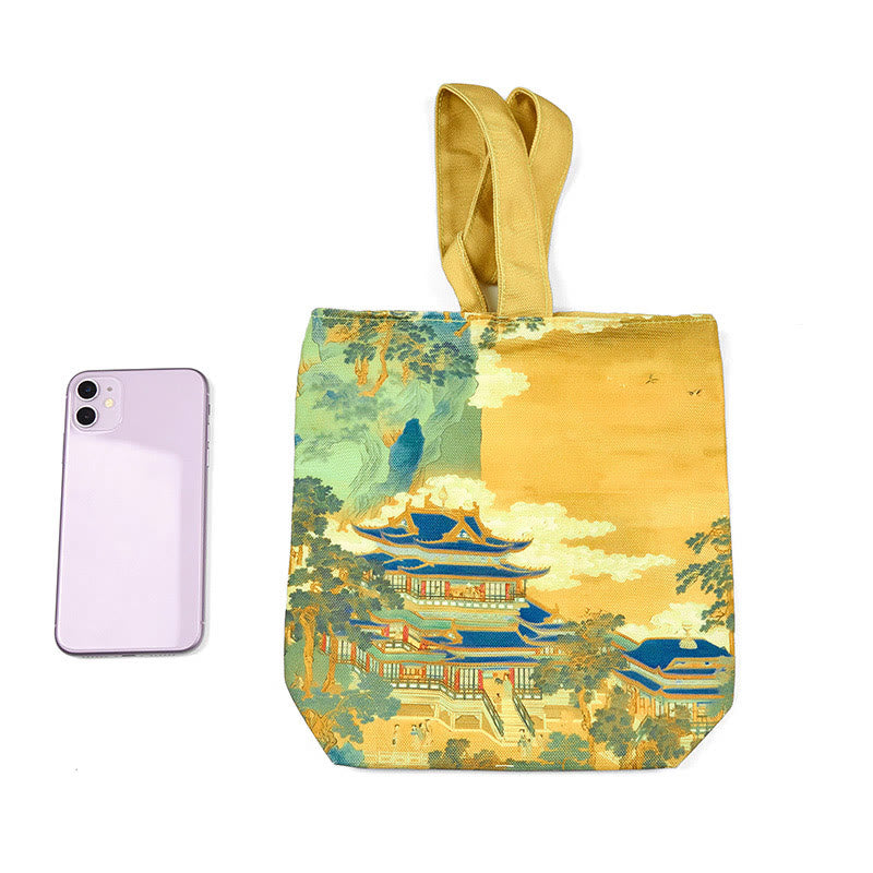 Nimara Ritual Immortal Pavilions Roses Canvas Handbag