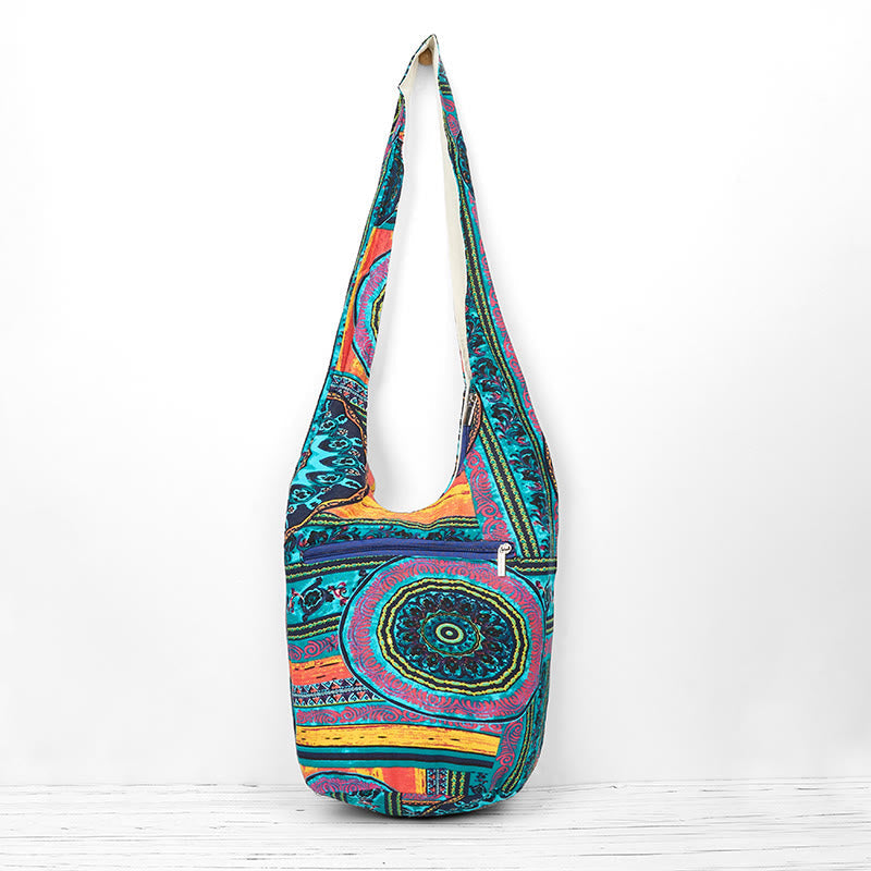 Nimara Ritual Blue Flower Pattern Cotton Crossbody Bag Shoulder Bag