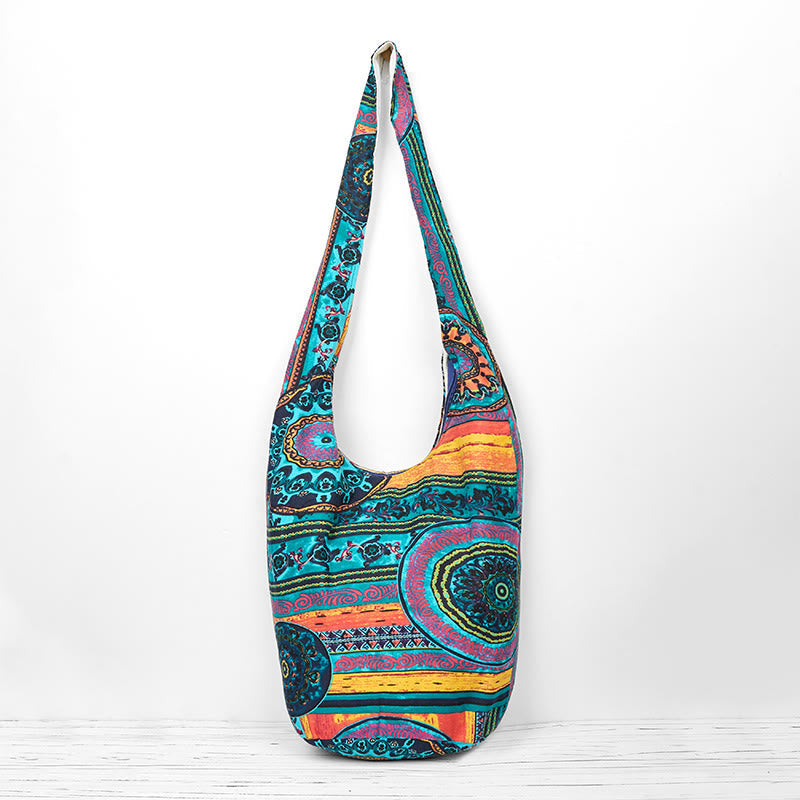 Nimara Ritual Blue Flower Pattern Cotton Crossbody Bag Shoulder Bag
