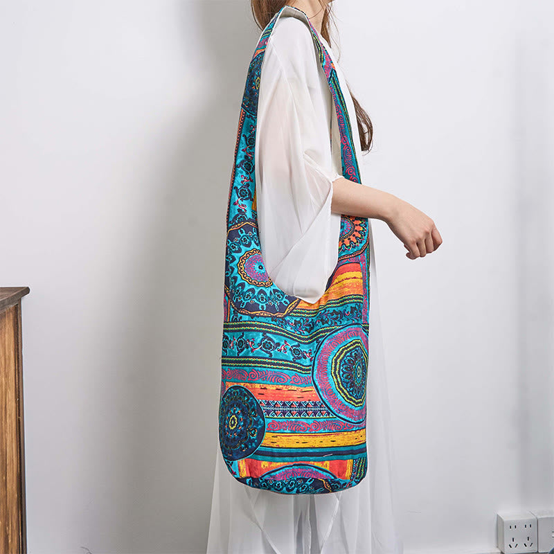 Nimara Ritual Blue Flower Pattern Cotton Crossbody Bag Shoulder Bag