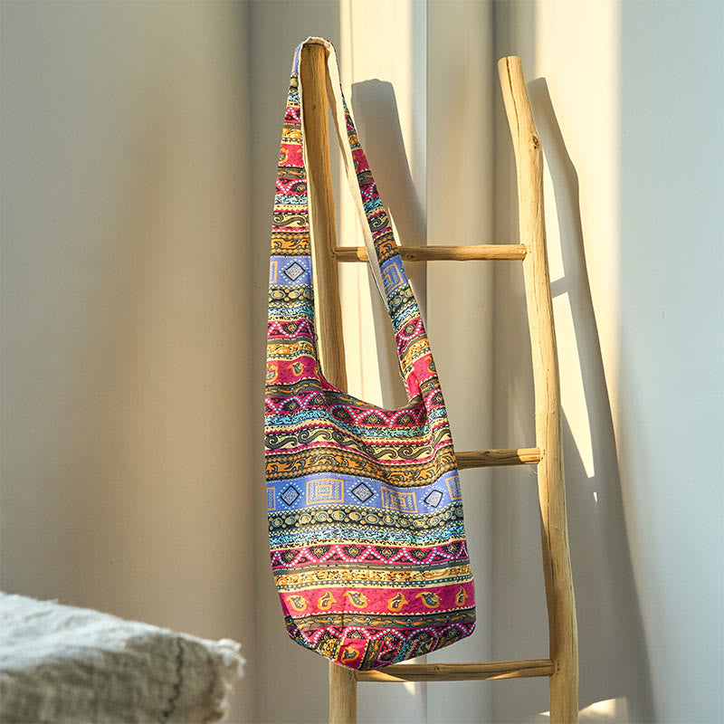 Nimara Ritual Colored Stripes Cotton Crossbody Bag Shoulder Bag