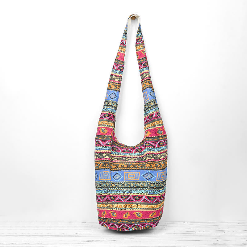 Nimara Ritual Colored Stripes Cotton Crossbody Bag Shoulder Bag