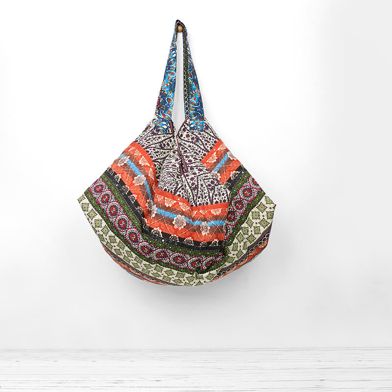 Nimara Ritual Colored Stripes Pattern Cotton Shoulder Bag