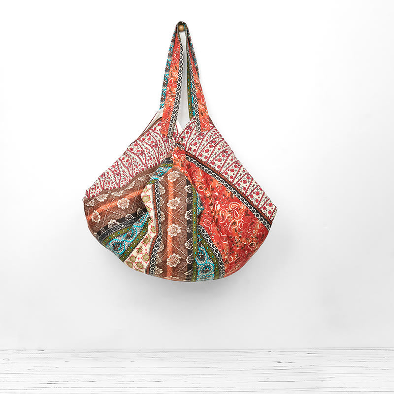 Nimara Ritual Colored Stripes Pattern Cotton Shoulder Bag