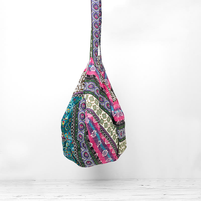 Nimara Ritual Colored Stripes Pattern Cotton Shoulder Bag