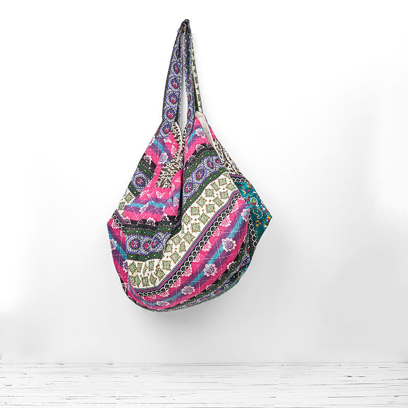 Nimara Ritual Colored Stripes Pattern Cotton Shoulder Bag