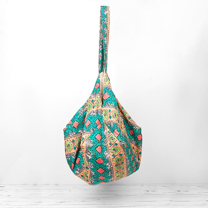 Nimara Ritual Colored Stripes Pattern Cotton Shoulder Bag