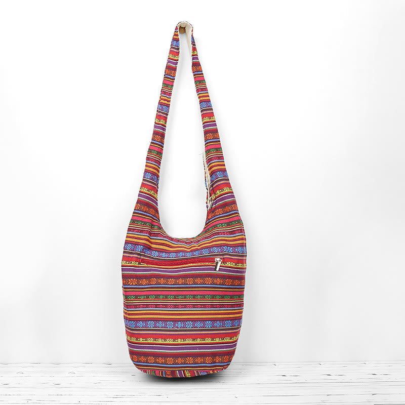 Nimara Ritual Cotton Stripes Pattern Crossbody Bag Shoulder Bag