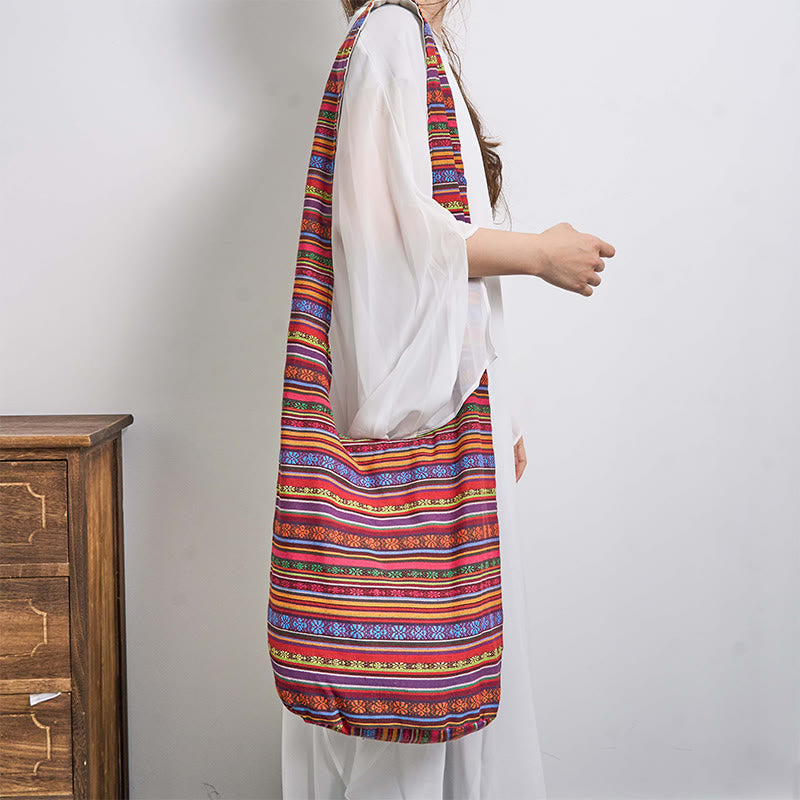 Nimara Ritual Cotton Stripes Pattern Crossbody Bag Shoulder Bag