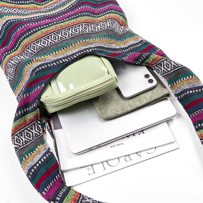 Nimara Ritual Cotton Stripes Pattern Crossbody Bag Shoulder Bag