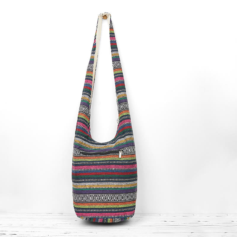 Nimara Ritual Cotton Stripes Pattern Crossbody Bag Shoulder Bag