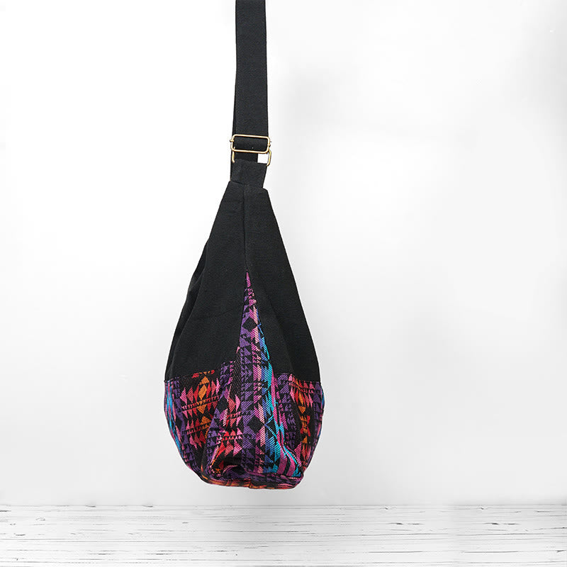 Nimara Ritual Black Red Pink Geometry Pattern Cotton Crossbody Bag Shoulder Bag