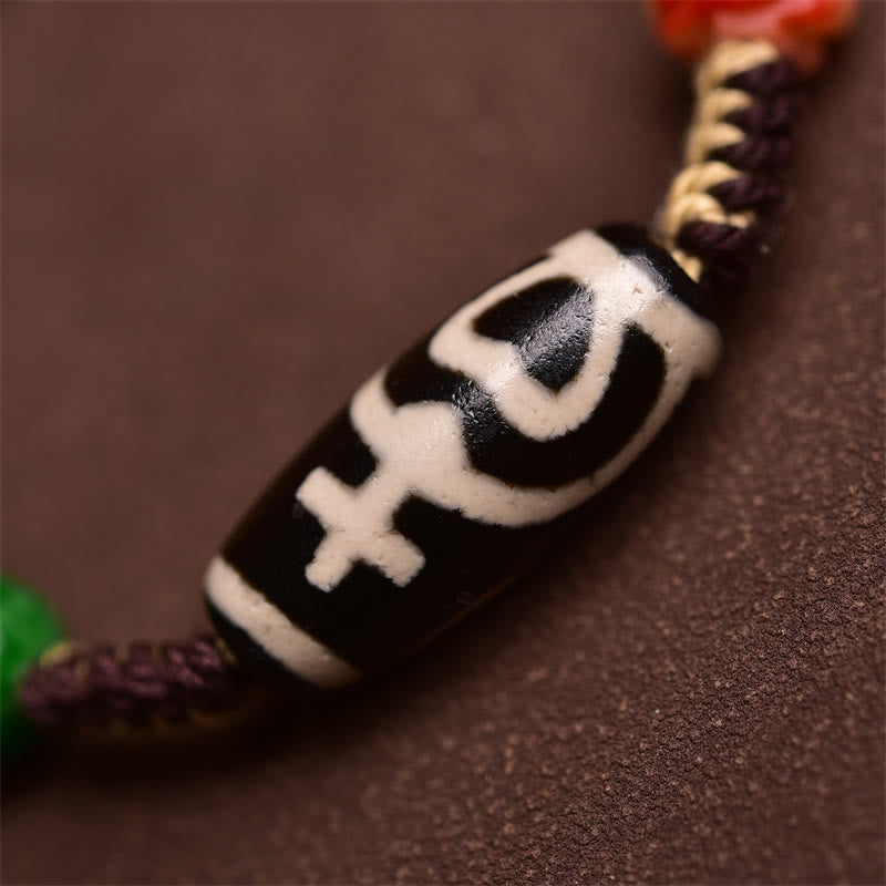 Nimara Ritual Handmade Tibetan Dzi Bead Wealth Braided Rope Bracelet