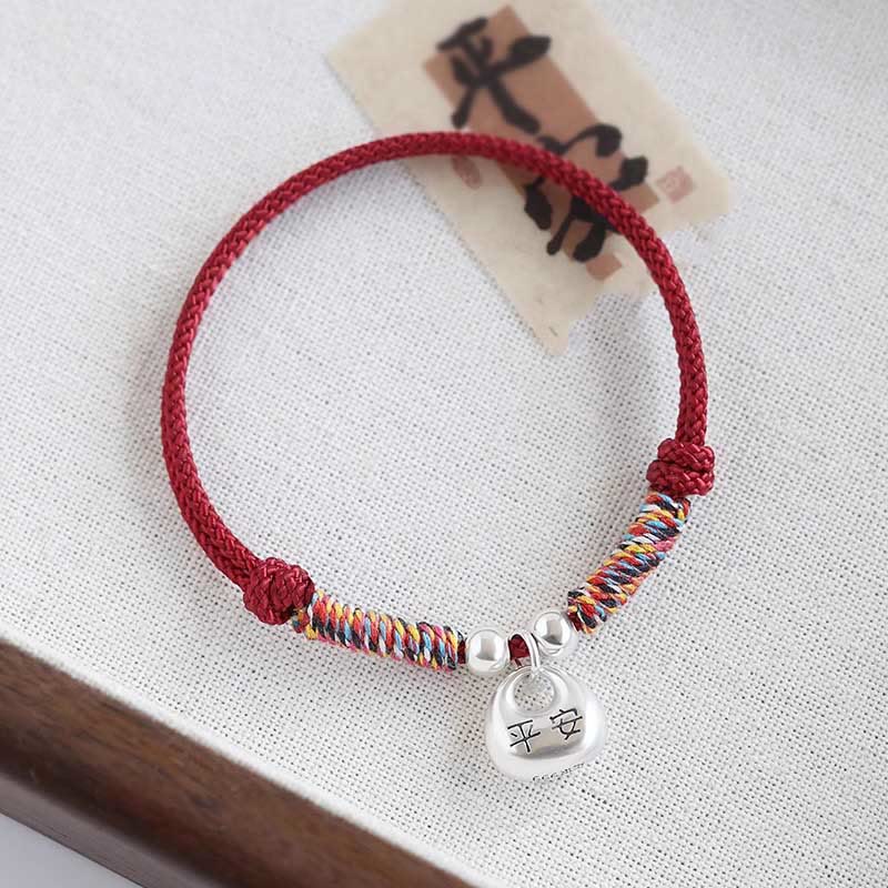 Nimara Ritual Handmade 925 Sterling Silver Fu Character Safe And Well Luck Braided Bracelet