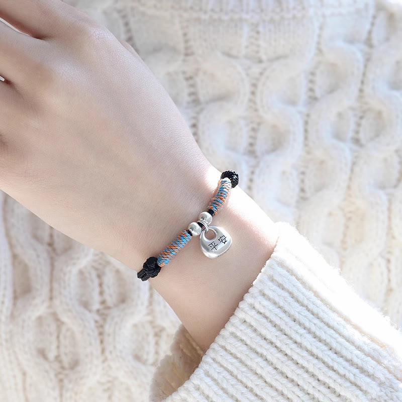 Nimara Ritual Handmade 925 Sterling Silver Fu Character Safe And Well Luck Braided Bracelet