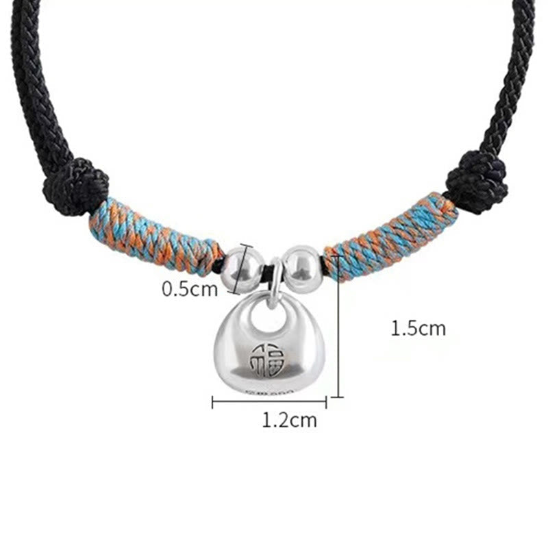 Nimara Ritual Handmade 925 Sterling Silver Fu Character Safe And Well Luck Braided Bracelet
