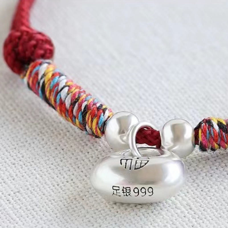 Nimara Ritual Handmade 925 Sterling Silver Fu Character Safe And Well Luck Braided Bracelet