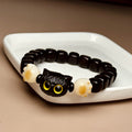 Nimara Ritual Ebony Wood Cute Cat Bodhi Seed Paw Claw Peace Bracelet