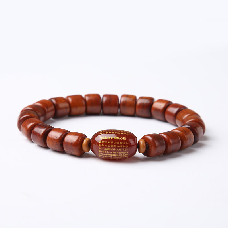 Nimara Ritual Tibetan Bone Beads Three-Eyed Dzi Bead Sheep Horn Red Agate Strength Bracelet