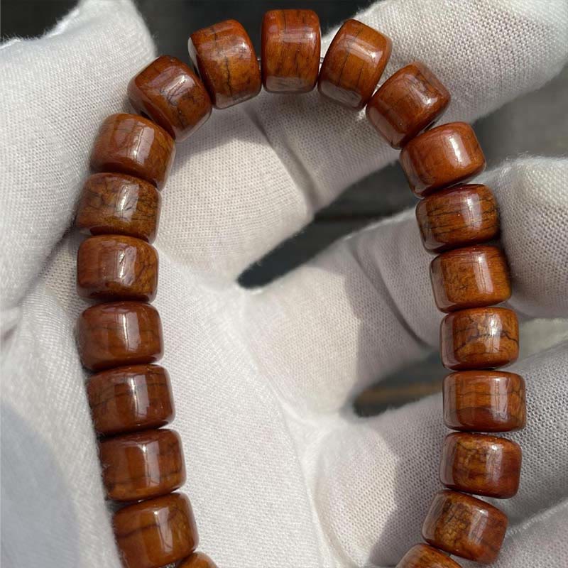 Nimara Ritual Tibetan Bone Beads Three-Eyed Dzi Bead Sheep Horn Red Agate Strength Bracelet