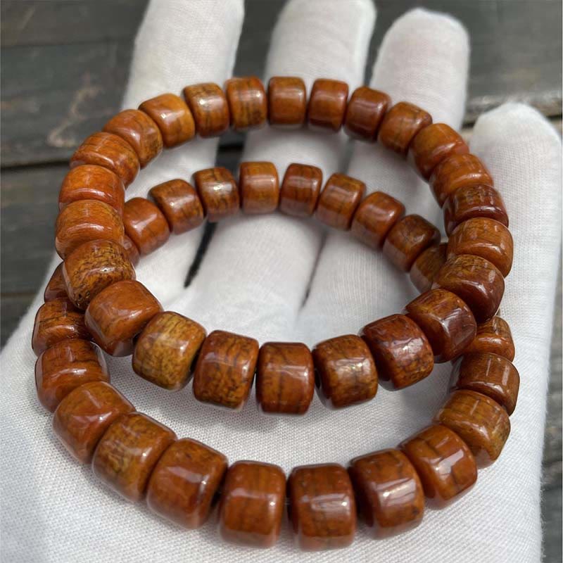 Nimara Ritual Tibetan Bone Beads Three-Eyed Dzi Bead Sheep Horn Red Agate Strength Bracelet