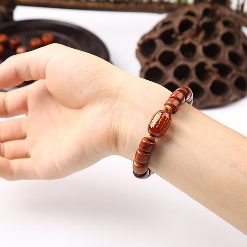 Nimara Ritual Tibetan Bone Beads Three-Eyed Dzi Bead Sheep Horn Red Agate Strength Bracelet