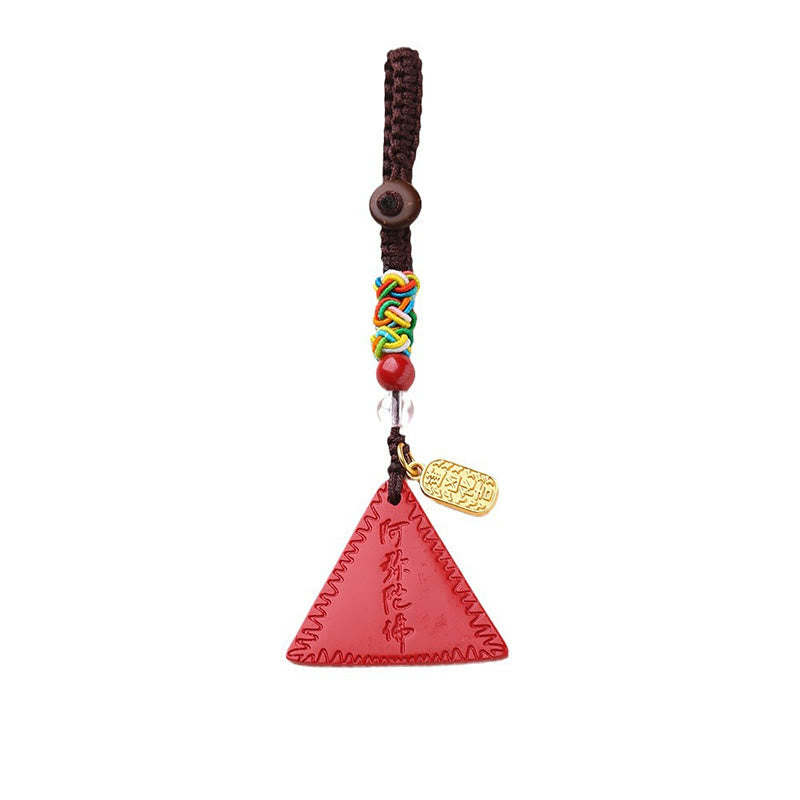 Nimara Ritual Cinnabar Triangle Pattern Talisman Keep Away Evil Spirits Key Chain