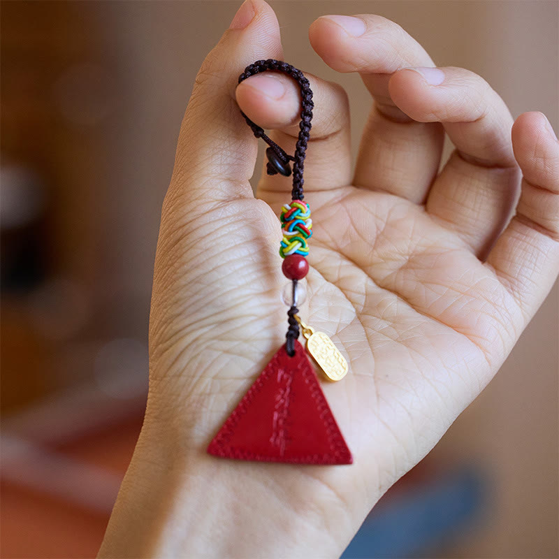 Nimara Ritual Cinnabar Triangle Pattern Talisman Keep Away Evil Spirits Key Chain
