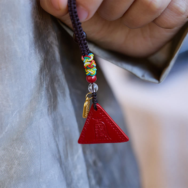 Nimara Ritual Cinnabar Triangle Pattern Talisman Keep Away Evil Spirits Key Chain