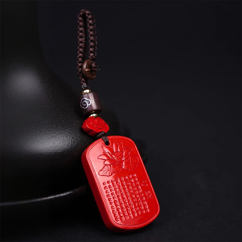 Nimara Ritual Natural Cinnabar Heart Sutra Blessing Key Chain