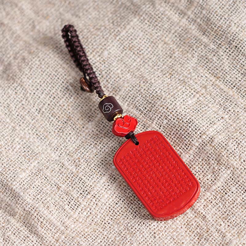 Nimara Ritual Natural Cinnabar Heart Sutra Blessing Key Chain