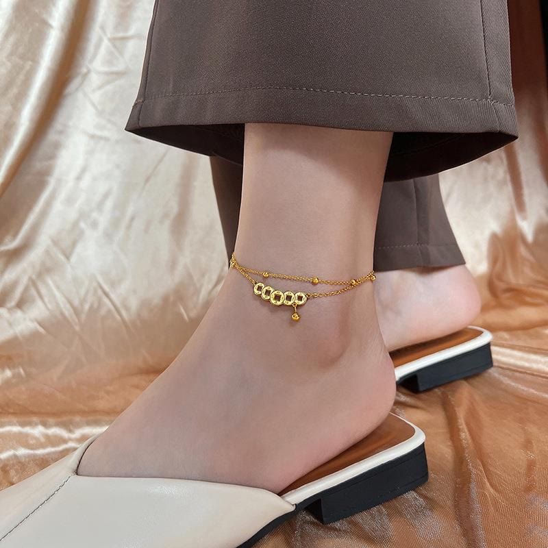Nimara Ritual Copper Coins Attract Wealth Titanium Steel Anklet