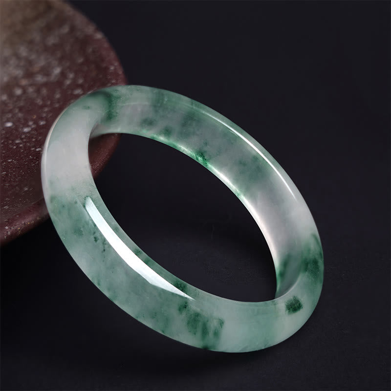 Nimara Ritual Natural Jade Floating Flower Luck Bracelet Bangle