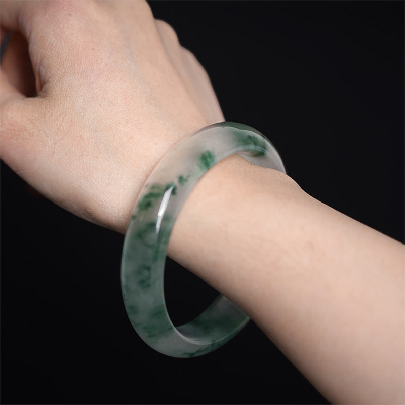 Nimara Ritual Natural Jade Floating Flower Luck Bracelet Bangle