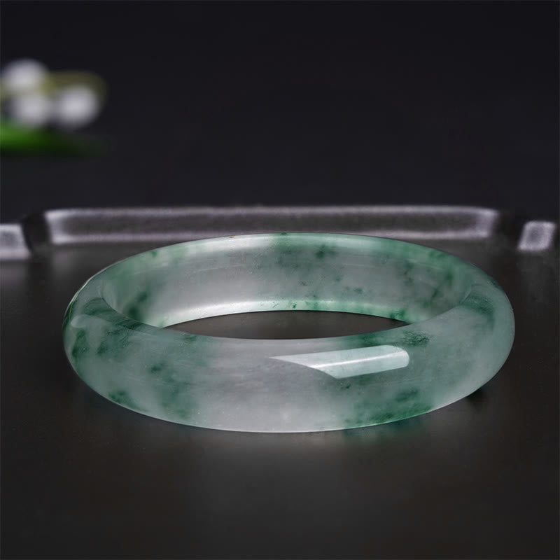 Nimara Ritual Natural Jade Floating Flower Luck Bracelet Bangle
