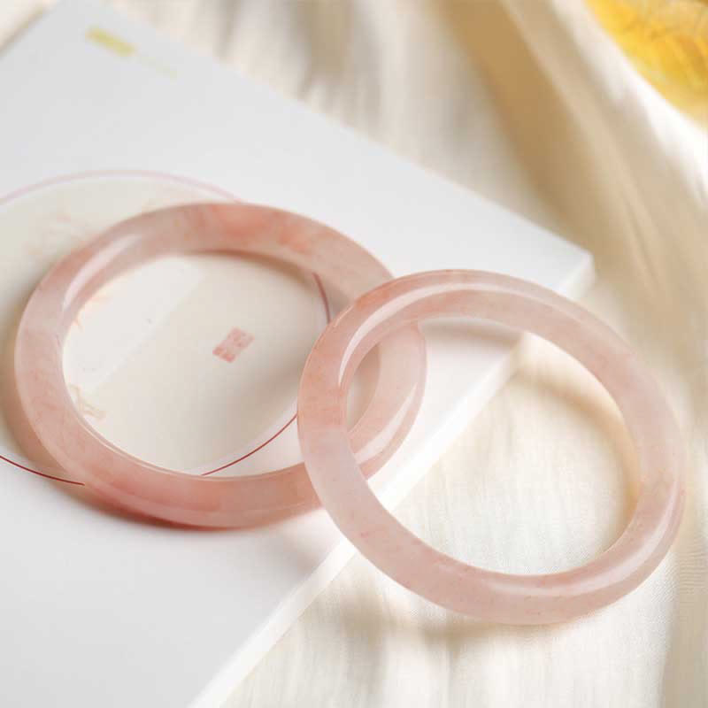 Nimara Ritual Pink Golden Silk Jade Wealth Luck Bracelet Bangle