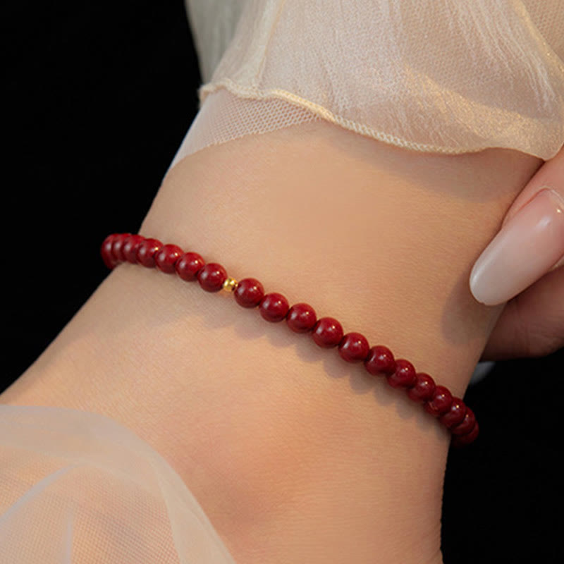 Nimara Ritual 925 Sterling Silver Cinnabar Beads Blessing Anklet