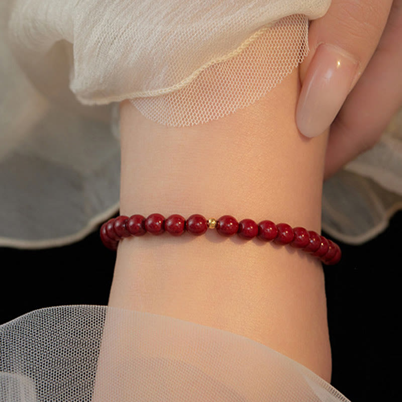 Nimara Ritual 925 Sterling Silver Cinnabar Beads Blessing Anklet