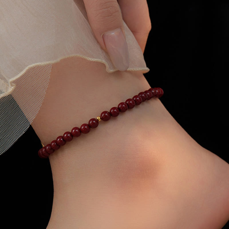 Nimara Ritual 925 Sterling Silver Cinnabar Beads Blessing Anklet