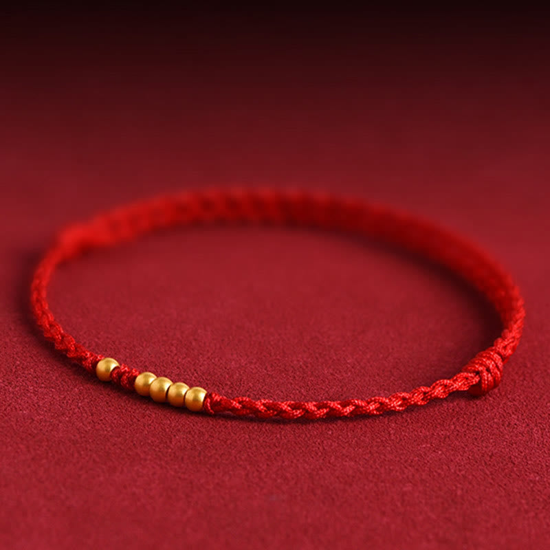 Nimara Ritual 999 Gold Beads Luck Braided Protection Couple Bracelet