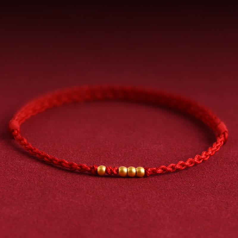 Nimara Ritual 999 Gold Beads Luck Braided Protection Couple Bracelet