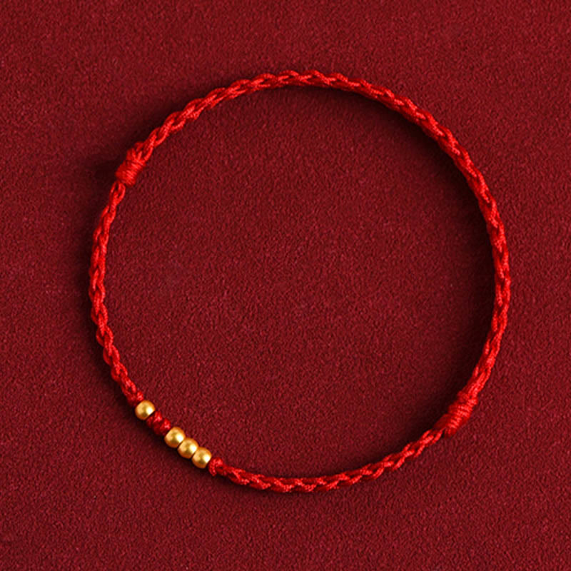 Nimara Ritual 999 Gold Beads Luck Braided Protection Couple Bracelet