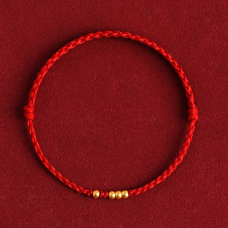 Nimara Ritual 999 Gold Beads Luck Braided Protection Couple Bracelet