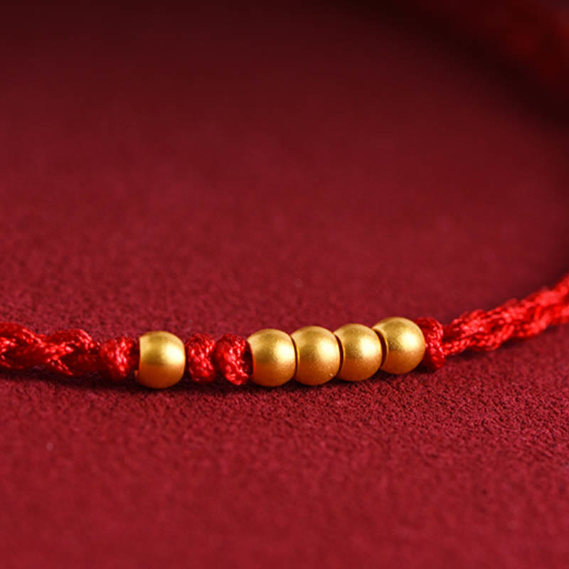 Nimara Ritual 999 Gold Beads Luck Braided Protection Couple Bracelet