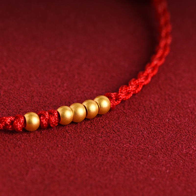 Nimara Ritual 999 Gold Beads Luck Braided Protection Couple Bracelet