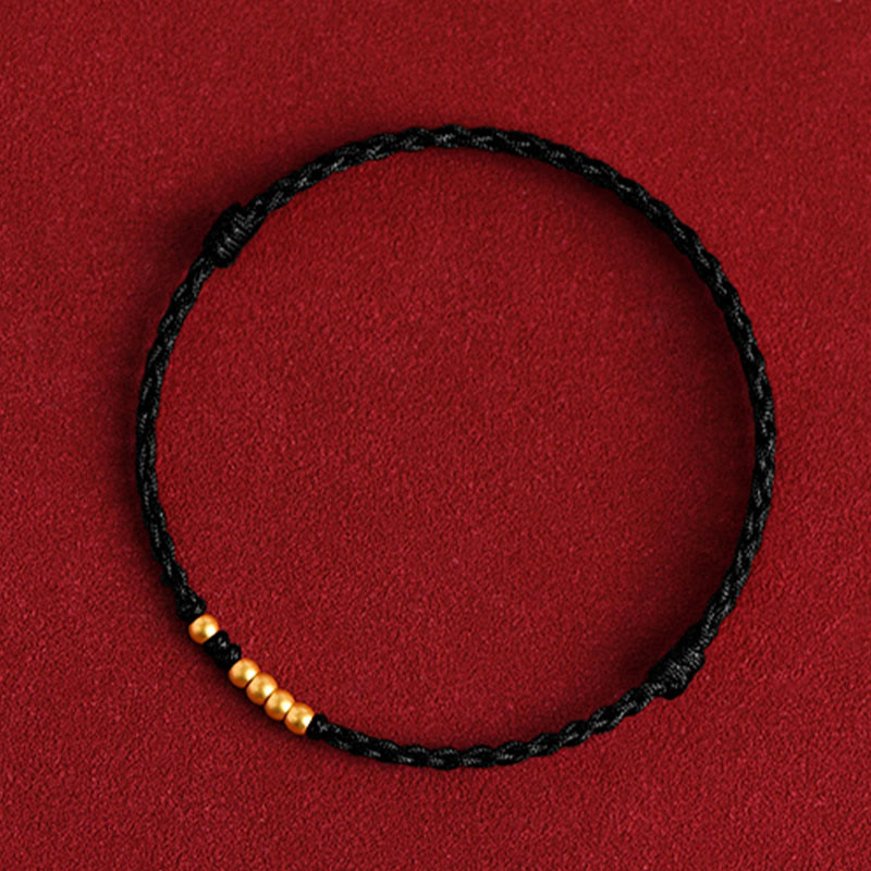 Nimara Ritual 999 Gold Beads Luck Braided Protection Couple Bracelet
