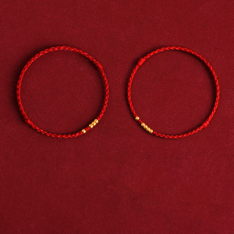 Nimara Ritual 999 Gold Beads Luck Braided Protection Couple Bracelet