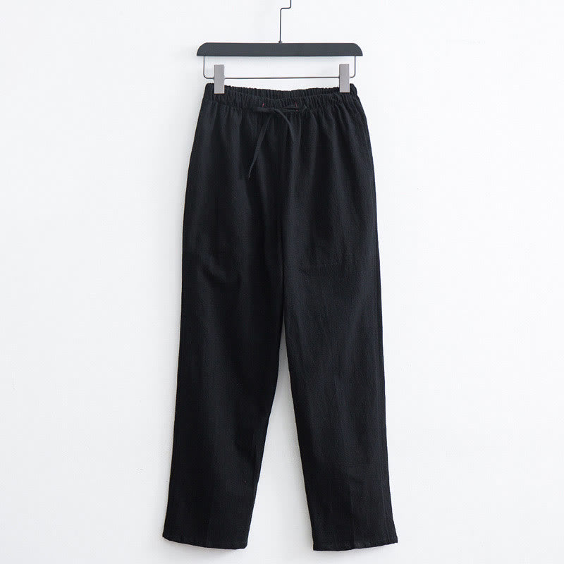 Nimara Ritual Men's Solid Color Cotton Casual Drawstring Pants With Pockets