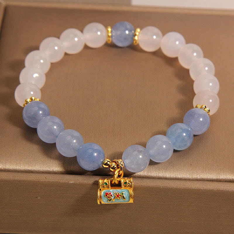 Nimara Ritual Natural White Agate Aquamarine Protection Bracelet