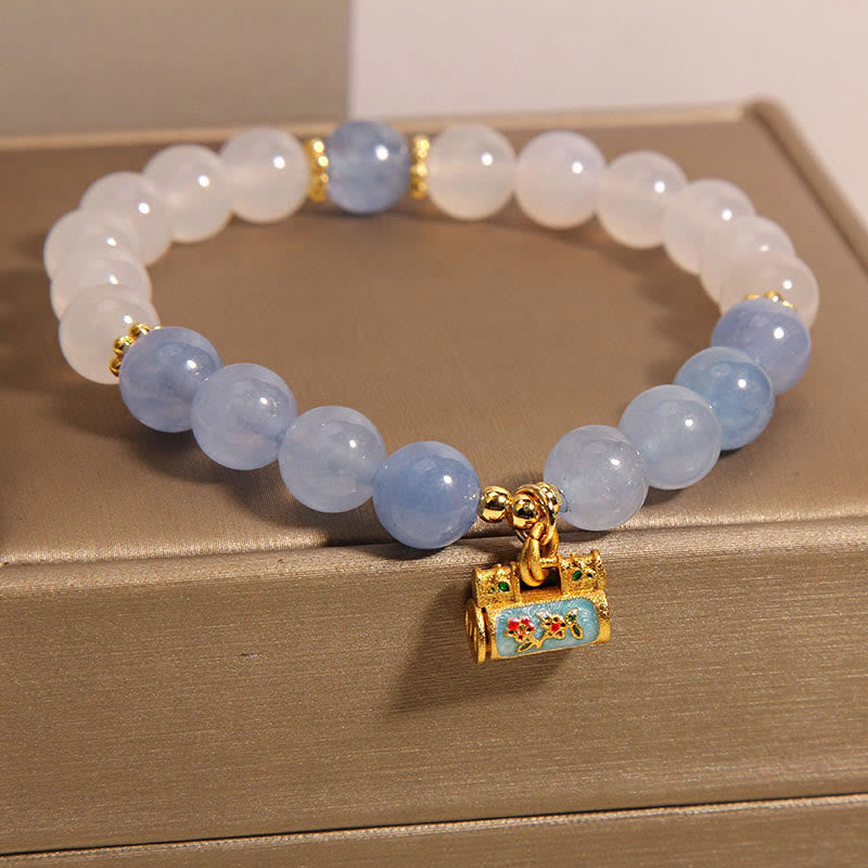Nimara Ritual Natural White Agate Aquamarine Protection Bracelet